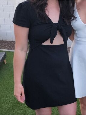 Abound Black Tie-Front Cutout Mini Dress